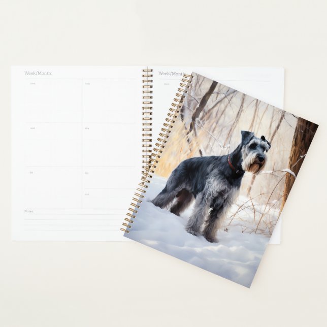 Schnauzer Qu'il neige Noël (Devant avec enveloppe)