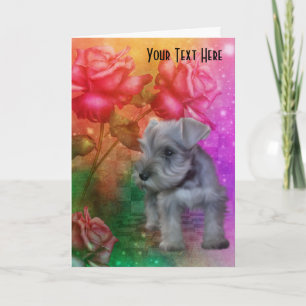 Schnauzer Rose Chien  Carte photo d'art
