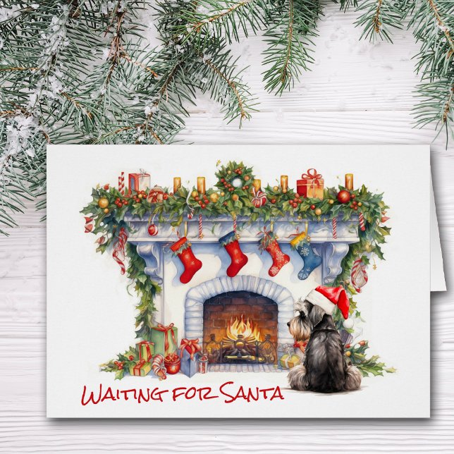 Schnauzer Terrier attend la cheminée Père Noël (Créateur téléchargé)