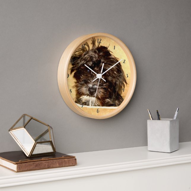 Schnoodle Chien Montre Rond Horloge Avec Cadre En  (Bureau)