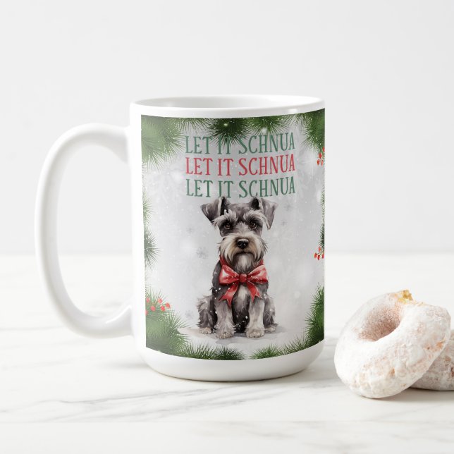 Schnuazer Funny Chien Pun de Noël Café Mug (Avec donut)