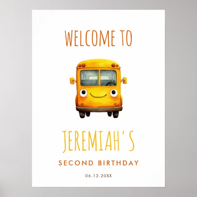 School Bus Birthday Party Welcome Poster (Devant)