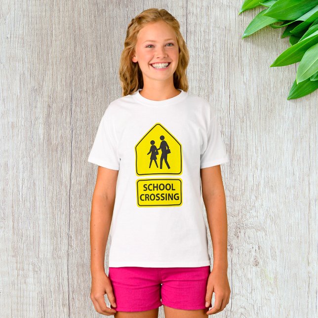 School Crossing Sign Girls T-Shirt (Créateur téléchargé)