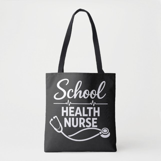 School Health Nurse Tote Bag with ECG & Stethoscop (Devant)