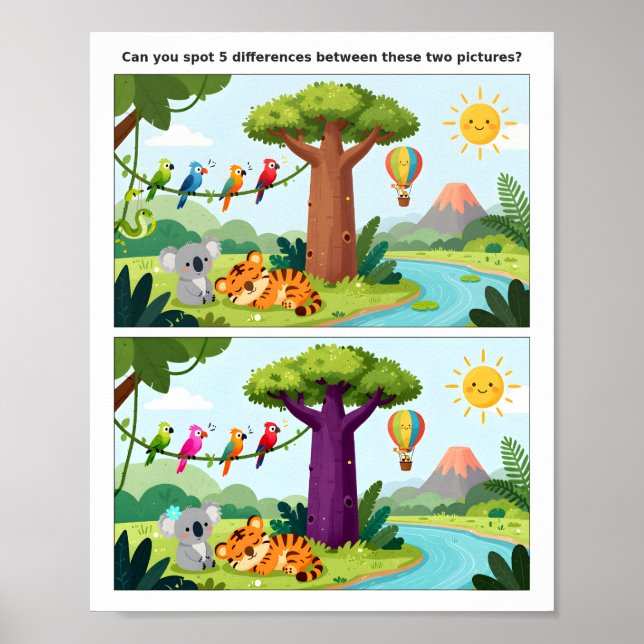 School Time Spot the Difference Poster – Education (Devant)