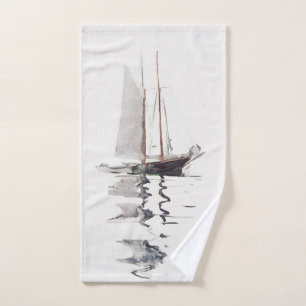 Schooner à deux mâts avec Dory par Winslow Homer