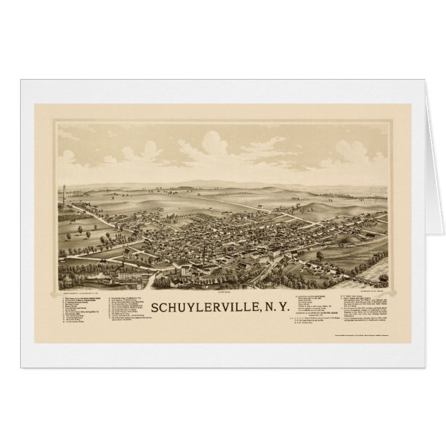 Schuylerville, carte panoramique de NY - 1889 (Devant horizontal)