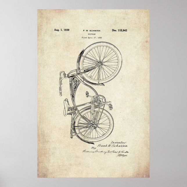 Schwinn Bicycle Patent Poster (Devant)