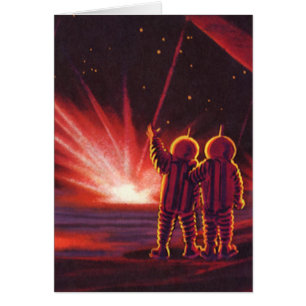 Science-fiction vintage d'aliens sur une planète r