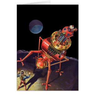 Science-fiction vintage d'astronaute avec robot al