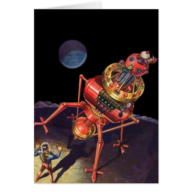 Science-fiction vintage d'astronaute avec robot al (Devant)