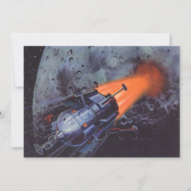 Science-fiction vintage, fusée lunaire décolle (Devant)