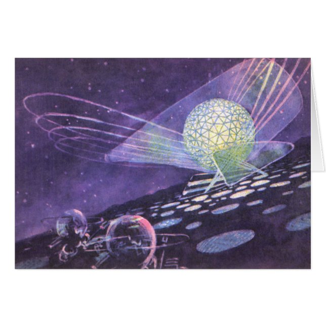 Science-fiction vintage, orbe brillante avec Alien (Devant horizontal)
