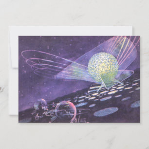 Science-fiction vintage, orbe brillante avec Alien