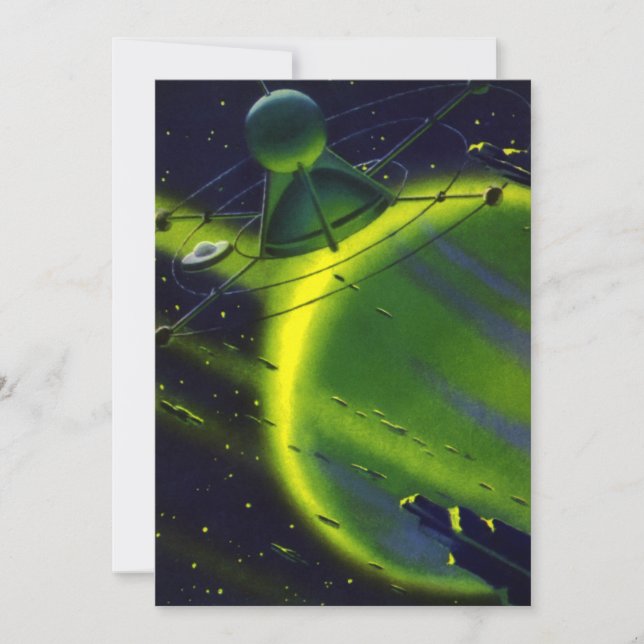 Science-fiction vintage Planète verte avec vaissea (Devant)
