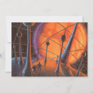 Science-fiction vintage, soleil orange et extrater