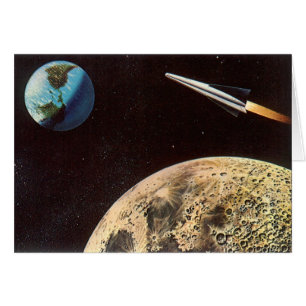 Science-fiction vintage, vaisseau spatial au-dessu