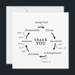 Science Merci Professeur Kreb's Cycle Biology<br><div class="desc">Thème de science merci carte d'enseignant avec une illustration du cycle de Kreb, une étape importante dans la respiration cellulaire avec les mots "merci" dans le centre. Le texte de l'intérieur peut être modifié : "vous nous avez tous été un enseignant de KREBible." Excellent carte de remerciements pour les étudiants...</div>
