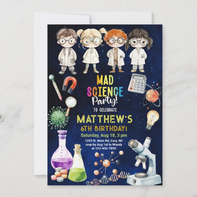 Scientifique, invitation d'anniversaire de science (Devant)