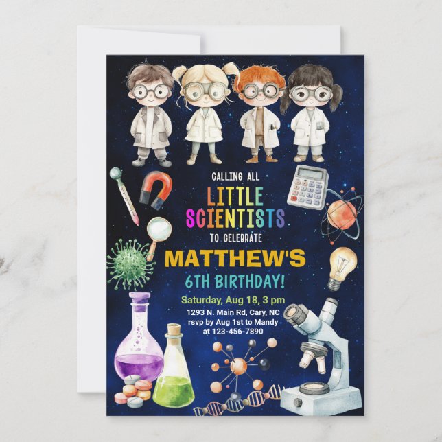 Scientifique, invitation d'anniversaire de science (Devant)