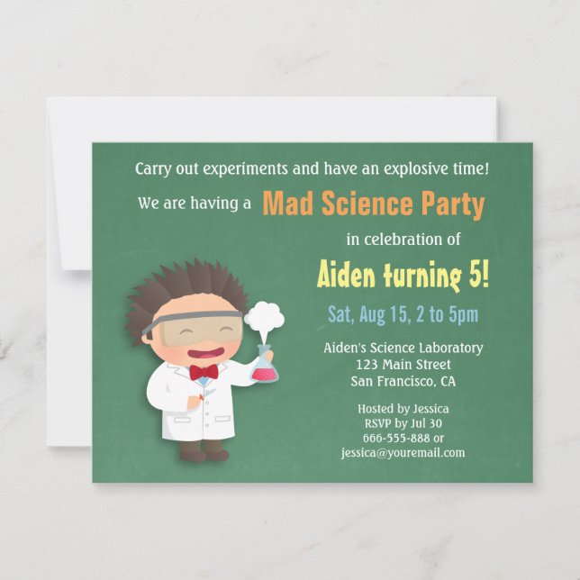 Scientifique Mad Science Invitations de fête d'ann (Devant)