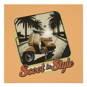 Scoot vintage en style Glossy Poster