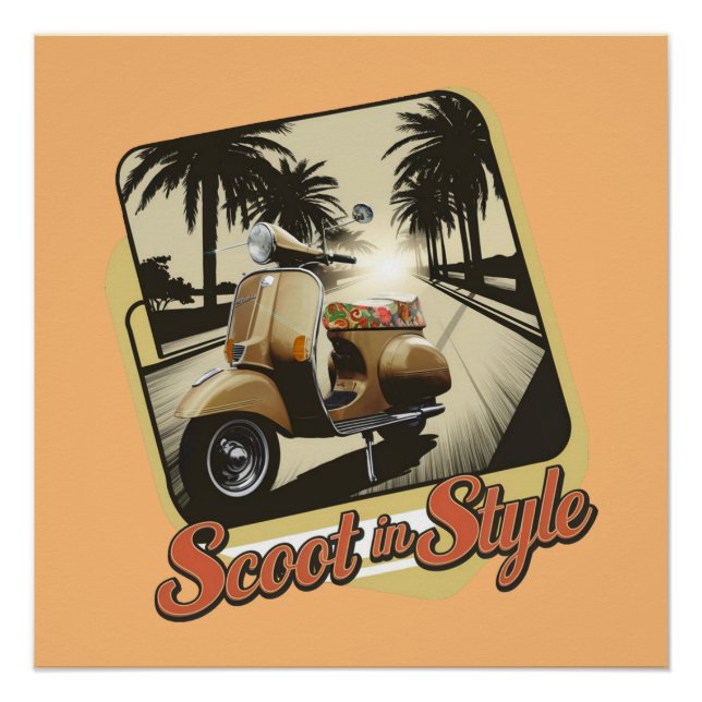 Scoot vintage en style Glossy Poster (Devant)