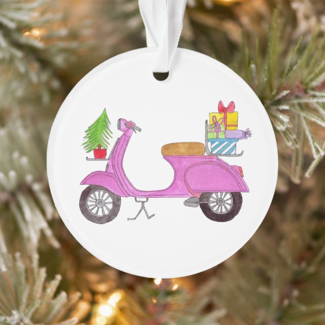 Scooter de Noël à la main avec cadeaux (Arbre)