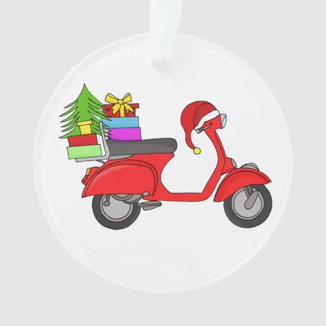 Scooter de Noël dessiné à la main avec cadeaux (devant)
