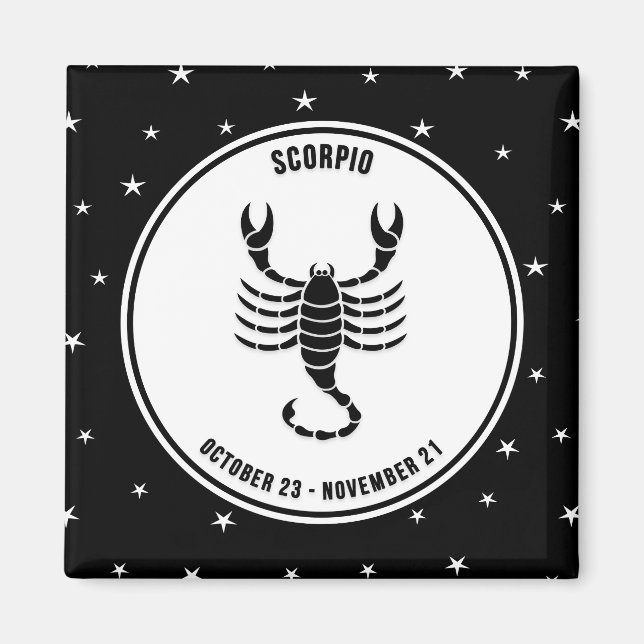 Scorpio signe Zodiaque, Aimant noir et blanc (Devant)
