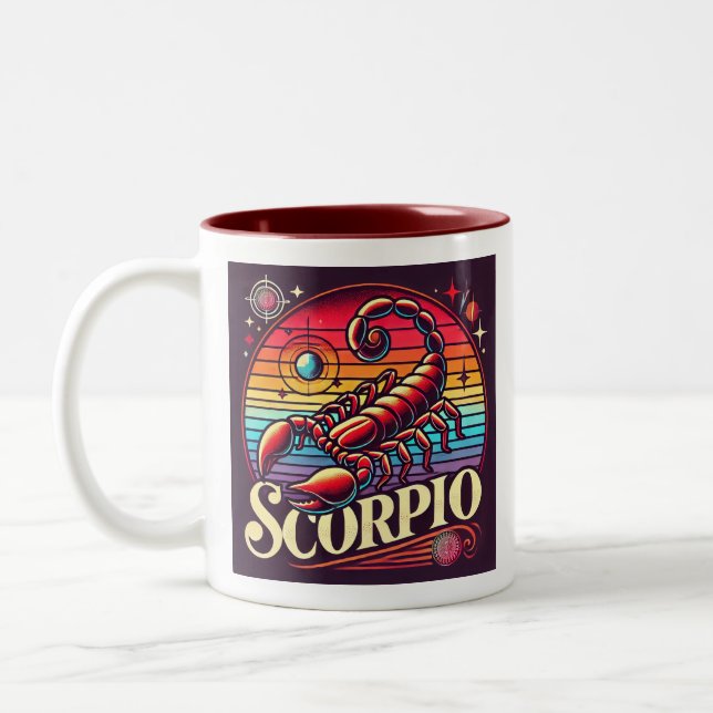 Scorpio Zodiac Café Mug Retro Design (Gauche)