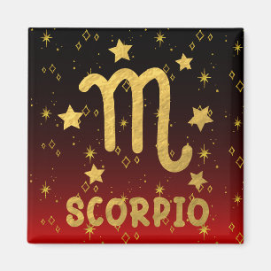Scorpio Zodiac rouge et or aimant