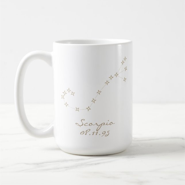 Scorpio Zodiac Sign Custom Birthday Mug (Gauche)