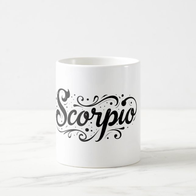 Scorpio Zodiac Sign Mug - Élégante calligraphie (Centre)