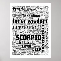 Scorpio Zodiac Word Cloud Inspiration Poster