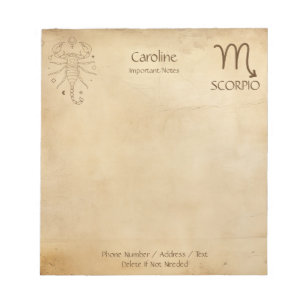 Scorpion des signes Zodiac - Bloc-notes personnali