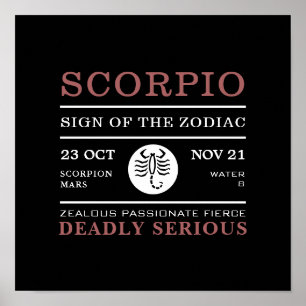 Scorpion du Zodiaque, Poster Astrologique