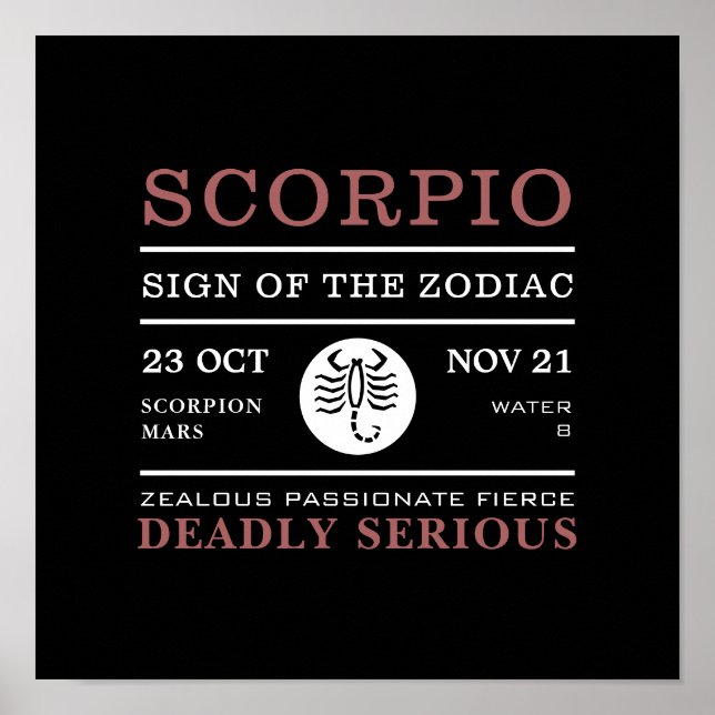 Scorpion du Zodiaque, Poster Astrologique (Devant)