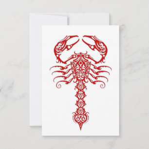 Scorpion tribal rouge en blanc