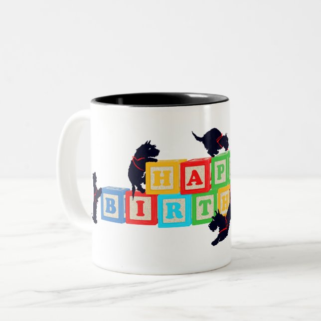 Scottie Birthday Blocks Mug (Devant gauche)
