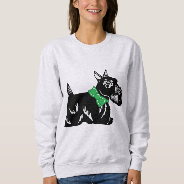 Scottie Dog avec une Sweatshirt de race verte (Devant)