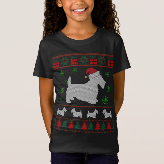 Scottie Dog Ugly Christmas Sweat cadeau pour chien (Devant)