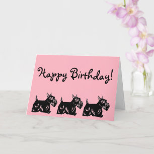 Scottie Dogs rose Bonne carte d'anniversaire