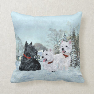 Scottie et coussin d'hiver de Westies - de Terrier