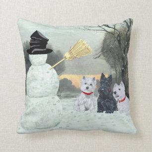 Scottie et Westies - Coussin d'hiver pour Terrier
