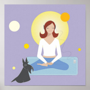 Scottie gallon méditant - affiche