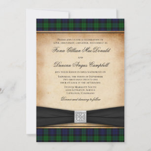 Scottish Black Watch Tartan Faire-part de mariage