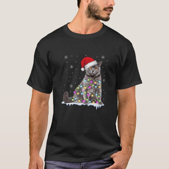 Scottish Fold Cat Funny Christmas Lights Sweat X (Devant)