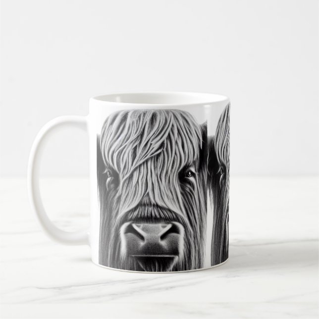Scottish Highland Cow Print Coffee Mug (Gauche)