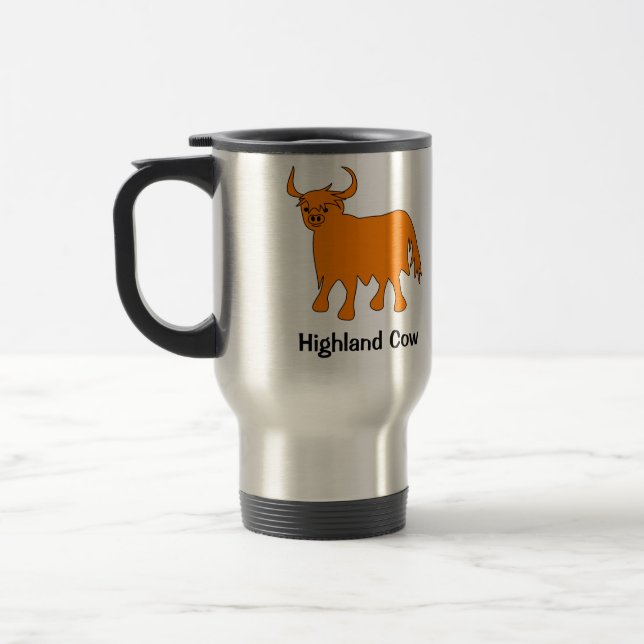Scottish Highland Cow tasse de voyage en acier (Gauche)